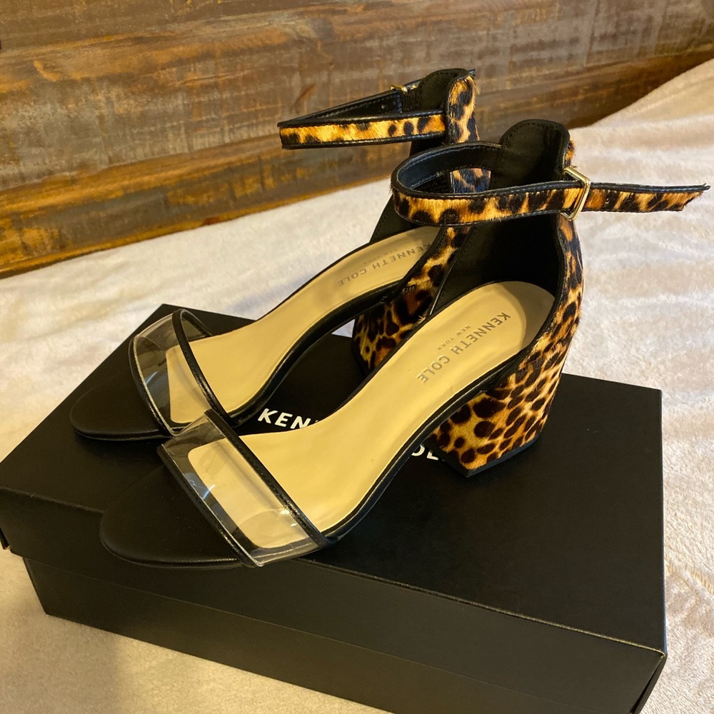 New Kenneth Cole Leopard Print Block Heel